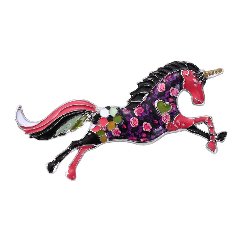 Cross-border new retro unicorn brooch fashionable super beautiful high-end pony painting oil animal pin brooch wholesale