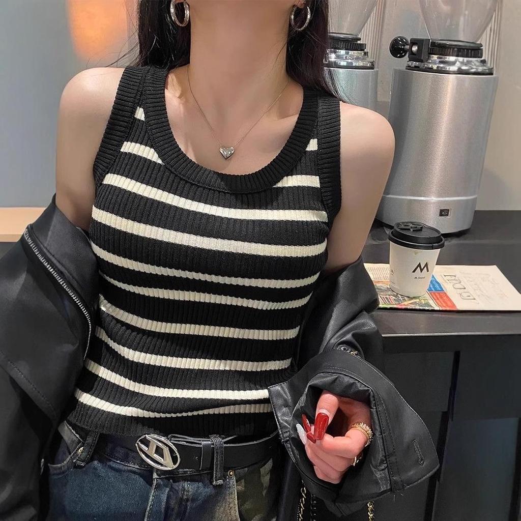 Women's Striped Knit Tank Top - 2024 Summer Slimming Style