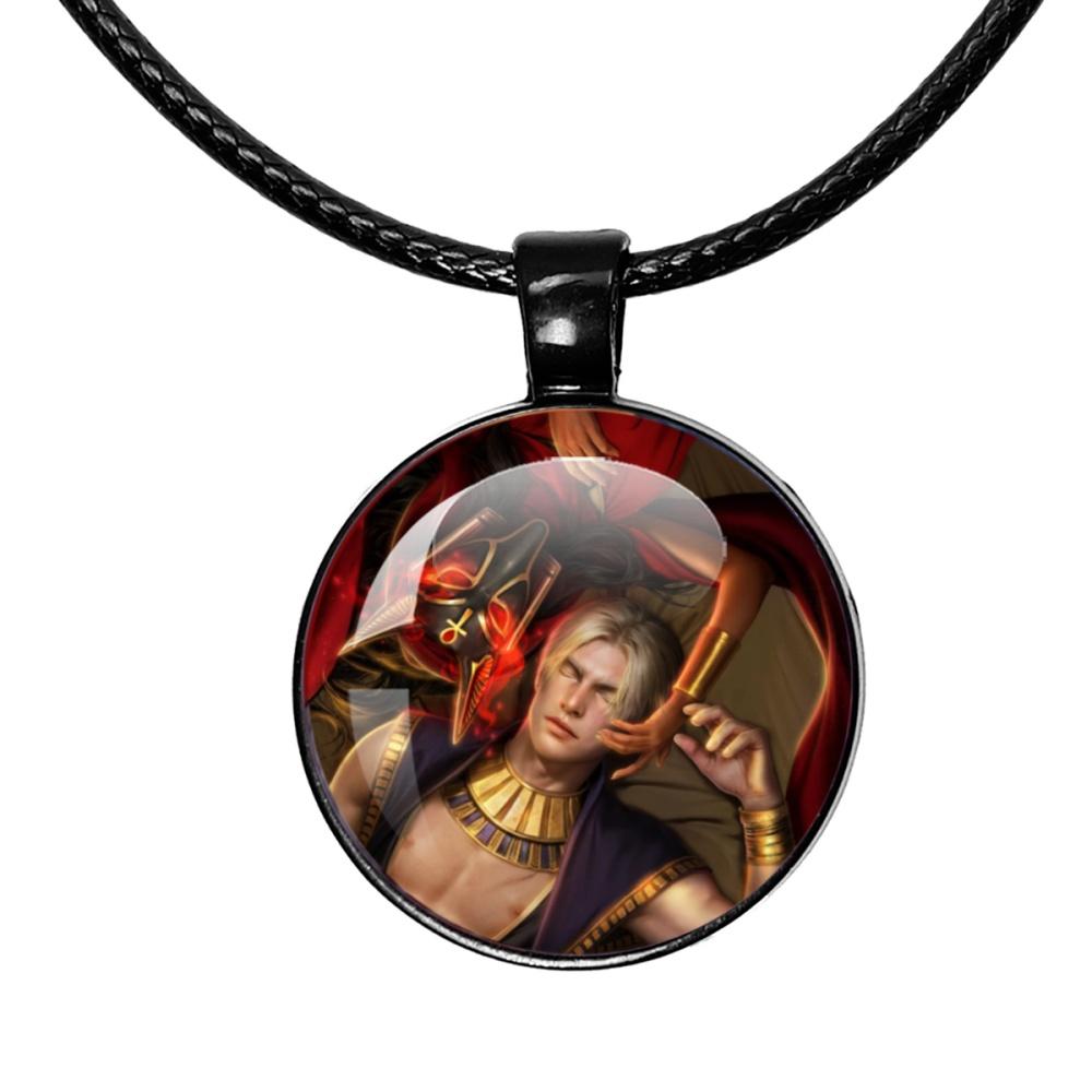 R-Romance Clubs Necklace Game Characters Painting Handmade Glass Heart Shape Pendant Necklace Charms Jewelry Decoration Gifts