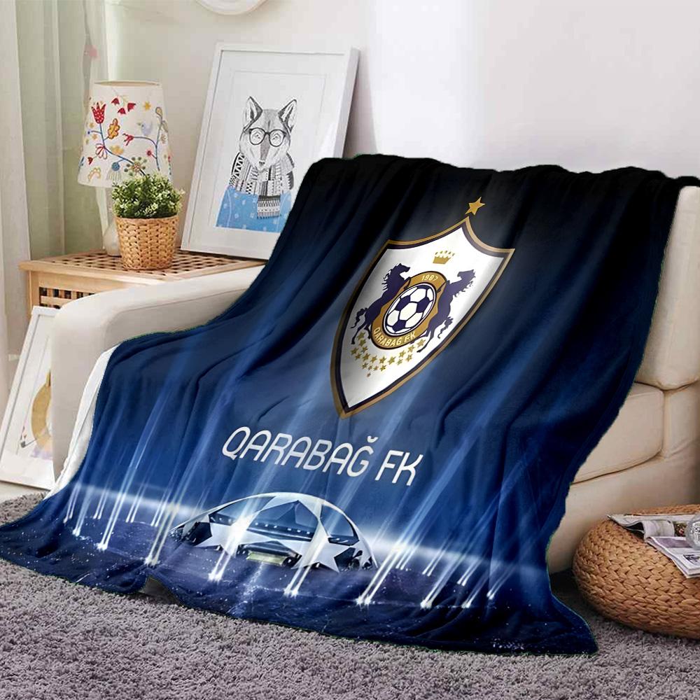 Soccer Team Qarabag Design Flannel Blanket, Soft Polyester, Modern Design, All-Season for Camping, Travel, Gifts for holidays or birthdays