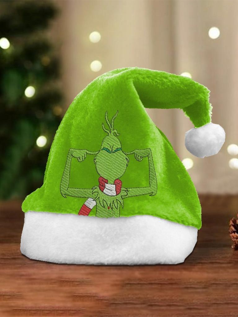 Grinch Green Christmas Hat With Thick Double Sided Velvet For Winter Holiday Celebration