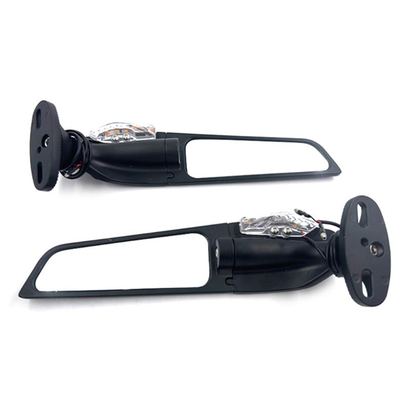 Motorcycle Modified LED Universal Rearview Glass Sport Motorcycle Left Right Side Wing Glass with LED Lights Replacement