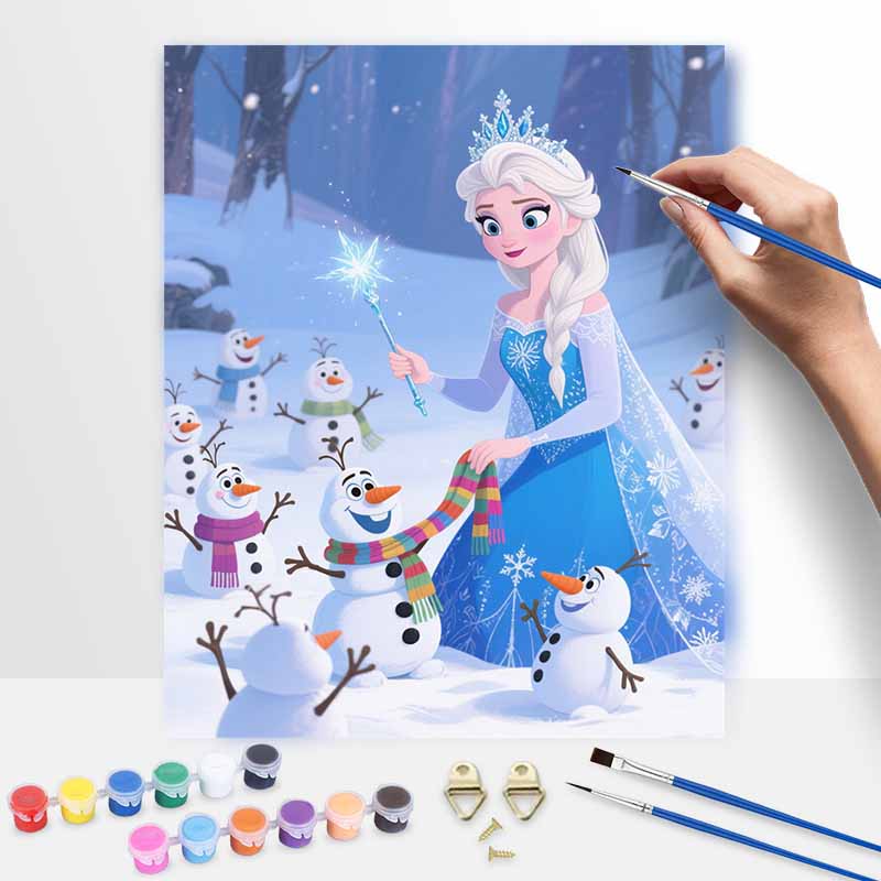 Disney Digital Oil Painting Art Kit Frozen Snow Queen Handmade Coloring Painting Home Decor