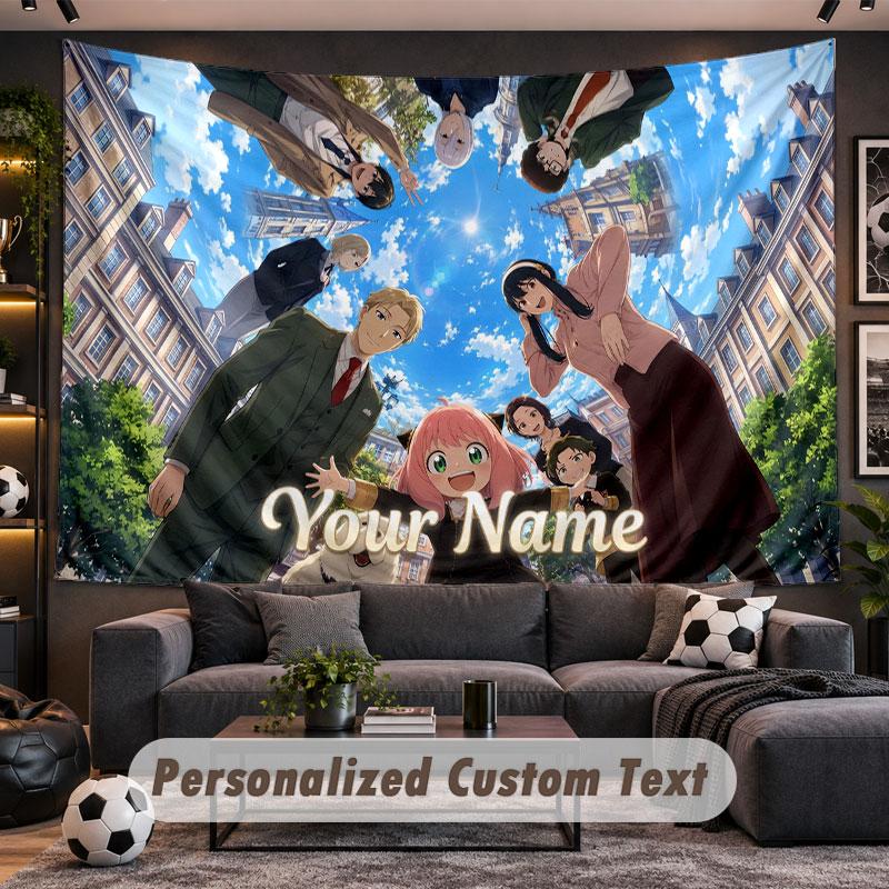 Wall Hanging Tapestry Custom NameSpy × Family Pattern Personalized Printed Fabric Wall Decor