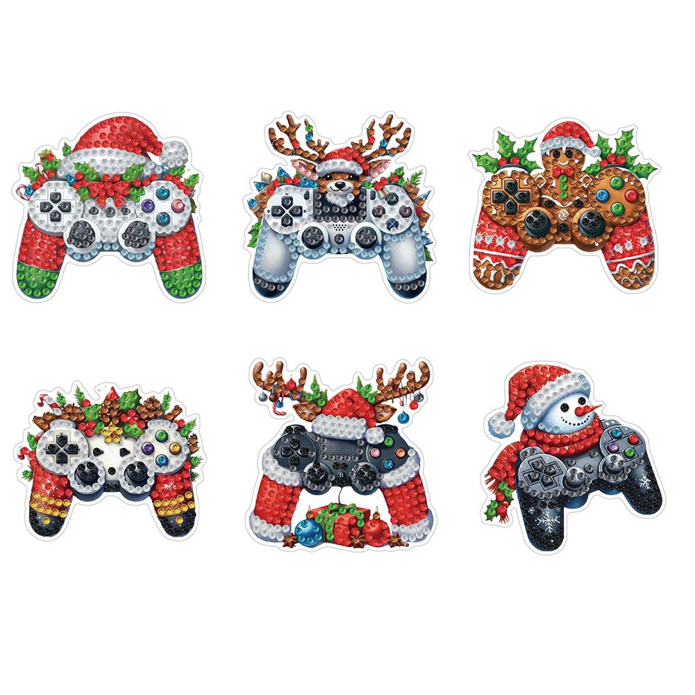 6pcs 2D Flat Xmas DIY Soft Magnetic Stickers Round Diamond Crystal Refrigerator Magnet Special Shape for Home Kitchen Decoration
