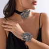 Exaggerated Romantic Big Flower Rhinestones Clavicle Chain Bracelet for Women Elegant Adjustable Choker Y2K Accessories