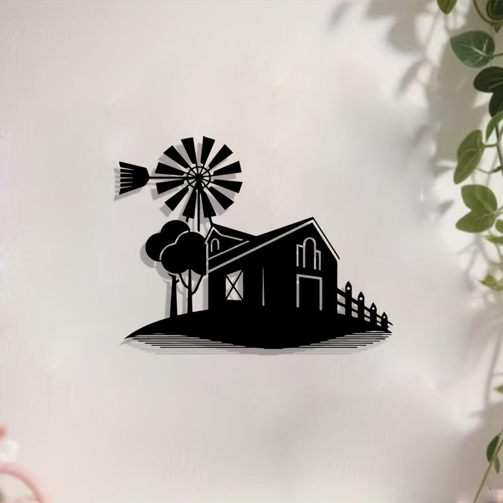 1pc Rustic Windmill Metal Wall Art, Weatherproof Iron Sculpture for Patio Garden Fence, New Year Easter Farmhouse Decor