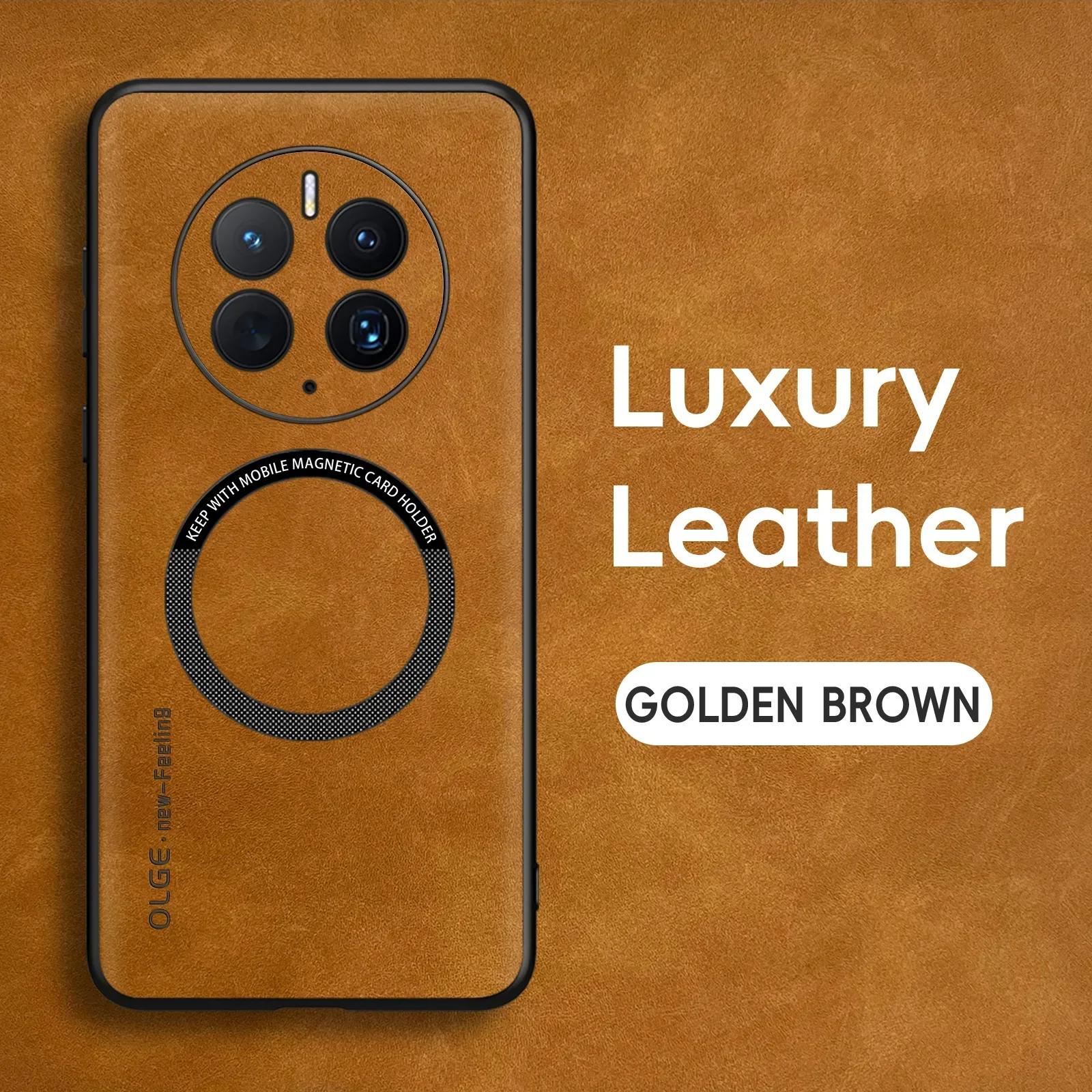 

Магнитный ретро кожаный мягкий чехол для Huawei Mate 70 60 50 Pro Mate50 70Proplus Mate60proplus чехол для телефона с беспроводной зарядкой For Mate 70 Pro коричневый