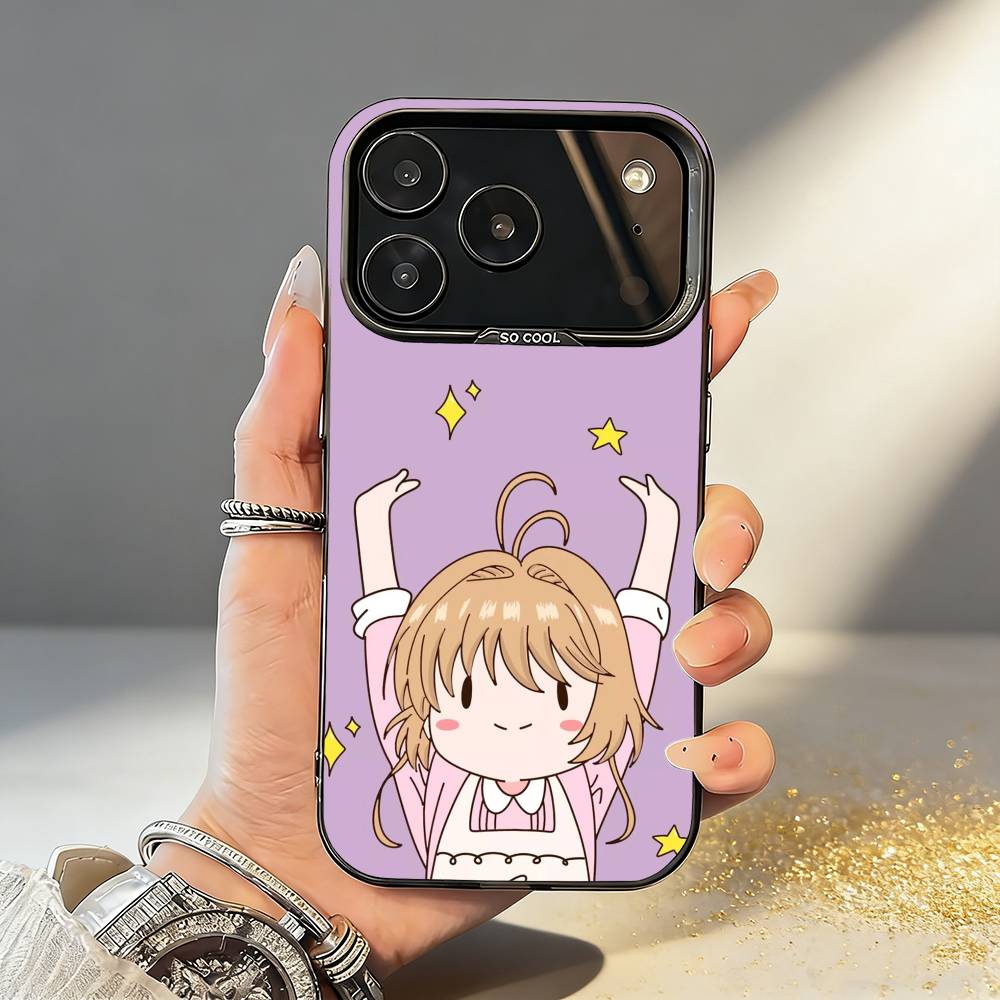 Card C-Captor Anime S-Sakura Phone Case For iPhone17,16,15,14,13,12,11,Pro,MAX Gray Matte Silicone Black Cover