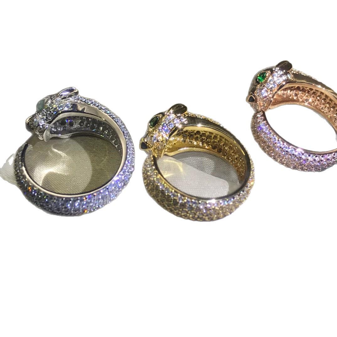 Роскошное бриллиантовое кольцо Cartier с головой пантеры - Европейский и американский хит продаж Platinum Panther Head Ring