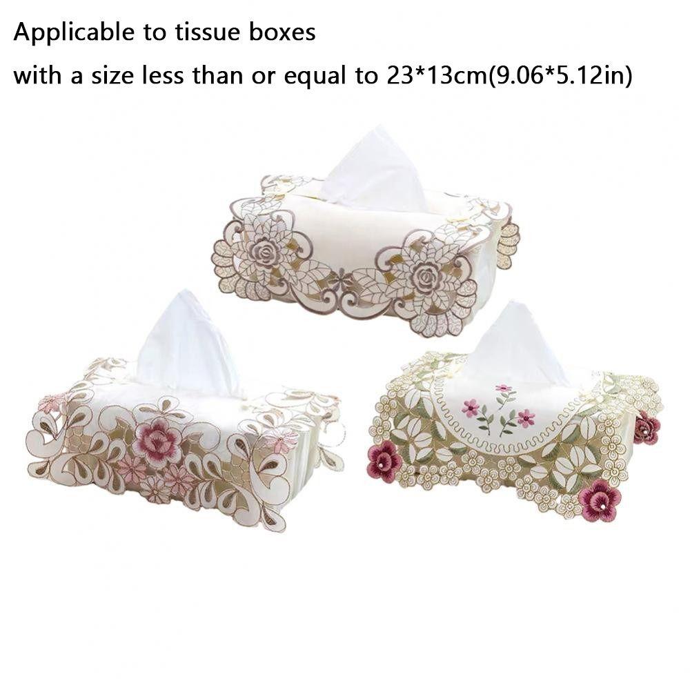 New Lace Fabric Tissue Box Cover Pastoral Style Embroidery Table Tableclot Vintage Hollow Table Runner Home Decor
