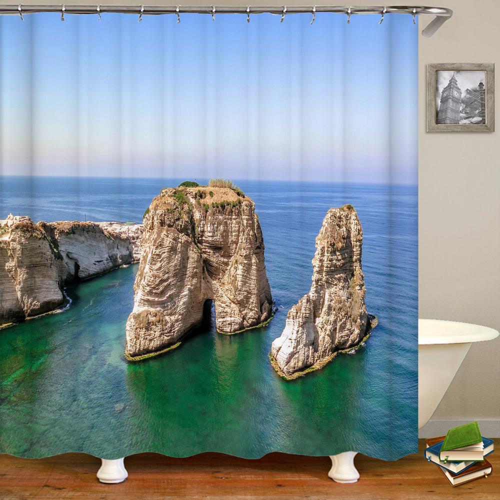 Shower Curtain natural forest scenery 3D Printing Shower Curtain Polyester Waterproof Fabric Bathroom Home Decor Curtain 180x180