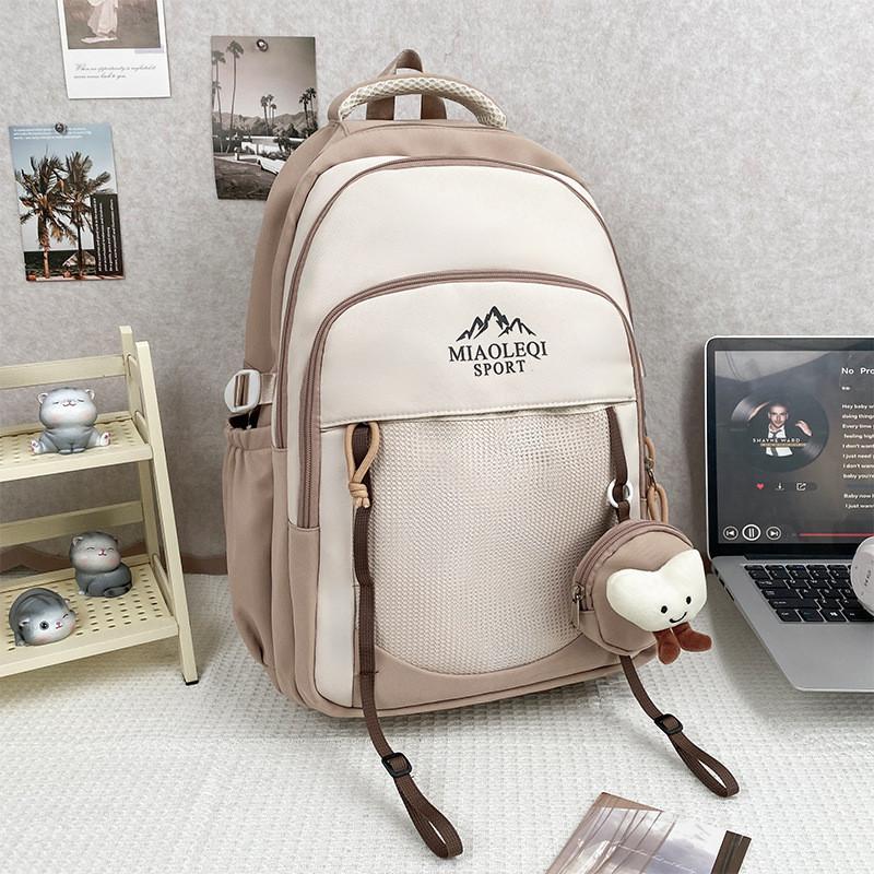 Backpack College Nylon With Letter Print And Ergonomic Shoulder Straps For Daily