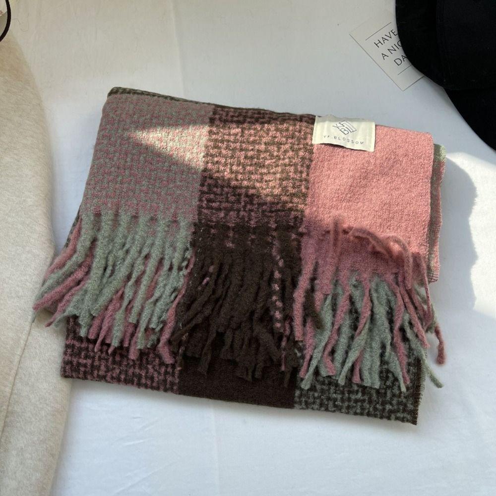 Lightweight Plaid Knitted Scarf Korean Style Winter Cashmere Shawl Fashion   Women/Men