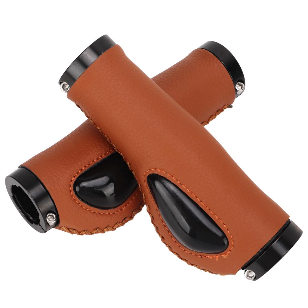 Artificial Leather Bicycle Grips Liquid Silicone Palm Pad Shock Absorption Handlebar Cover for Bike Accessories Brown