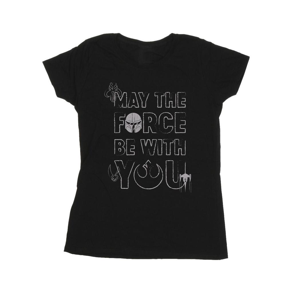 STAR WARS Womens/Ladies The Mandalorian May The Force Mando Cotton T-Shirt