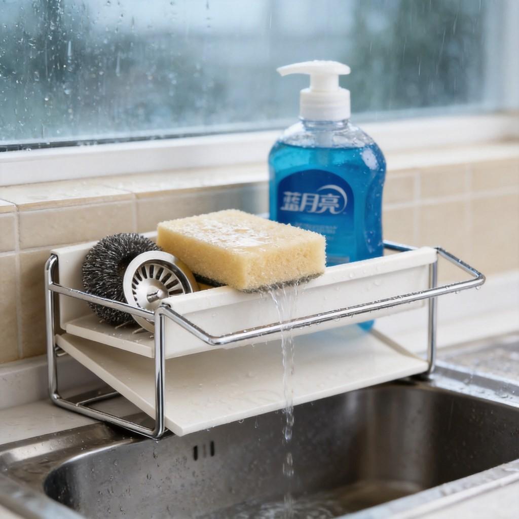 Stainless Steel Kitchen Sink Drain Rack With Water Drainage And No Installation For Home Use