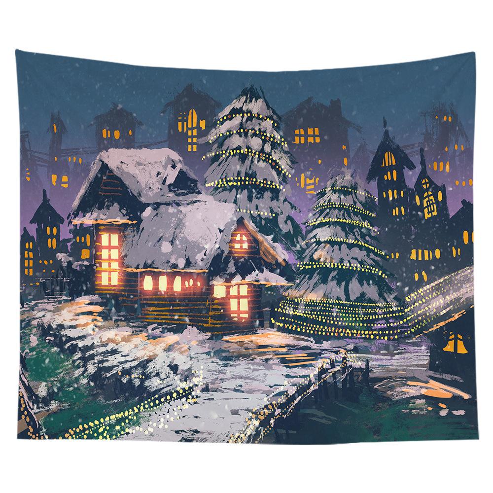 Christmas Tapestry Ice and Snow Cabin Scenery Cross-border Hanging Cloth Room Hanging Cloth Tapestry