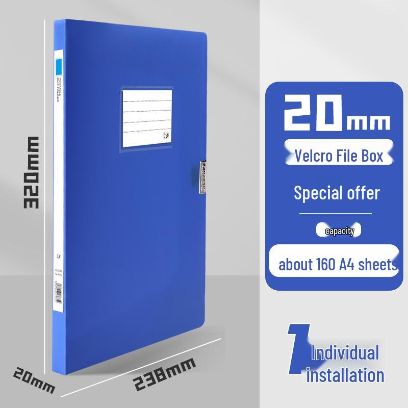 A4 Thickened Plastic Archive Box for Office Documents, Large Capacity File Storage, Blue Contract & Certificate Organizer