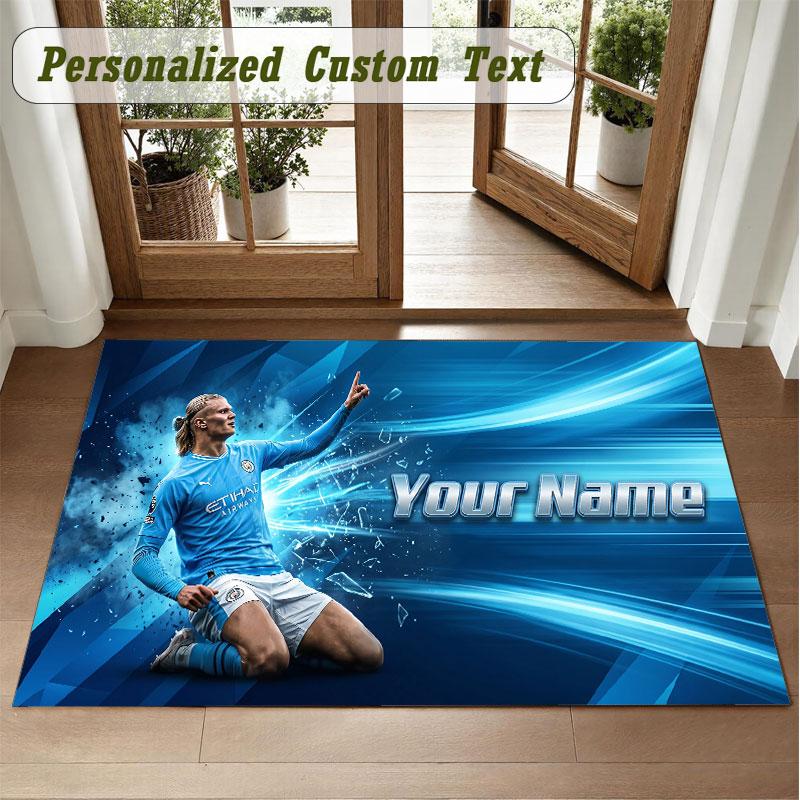 Crystal Velvet Square Rug Custom NameErling Haaland Pattern Non Slip Home Floor Decor Rug