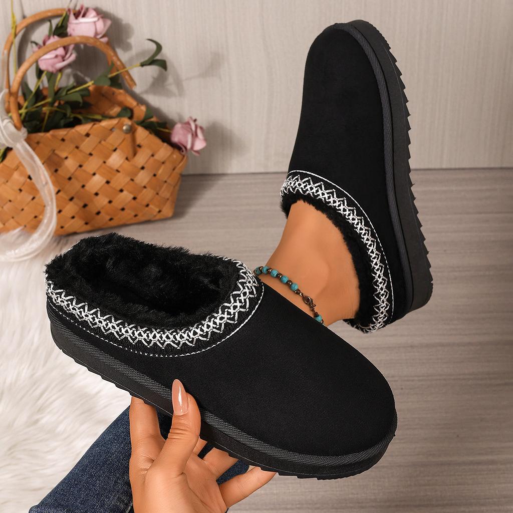 Women's lightweight comfortable non-slip heightening winter warm plush lining non-slip wearable casual stirrup foot cotton slippers