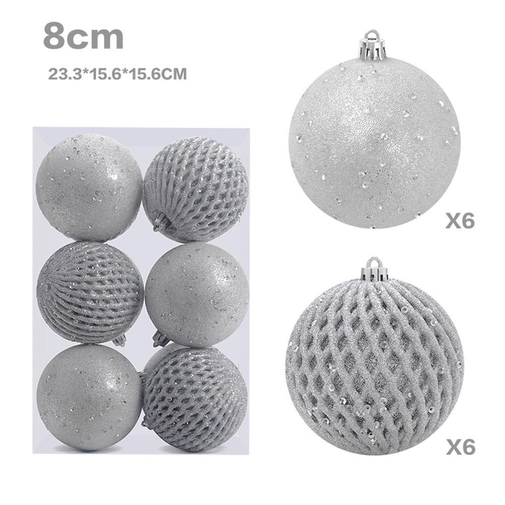 

12 шт. 8 см Рождественское украшение с пайетками, расписанный набор рождественских шаров серебряный