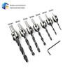 7-Piece Adjustable Three-Point Woodworking Countersink Drill Set - High-Speed Steel for Precision Chamfering and Hole Drilling