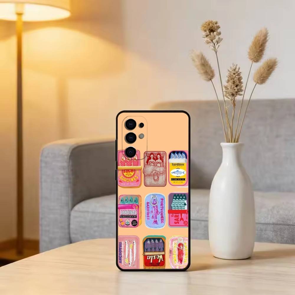 S-Sardines F-Fish Art Phone Case For Samsung S25,S24,S21,S22,S23,S30,Ultra,S20,Plus,Fe,Lite,Note,10,Black Cover