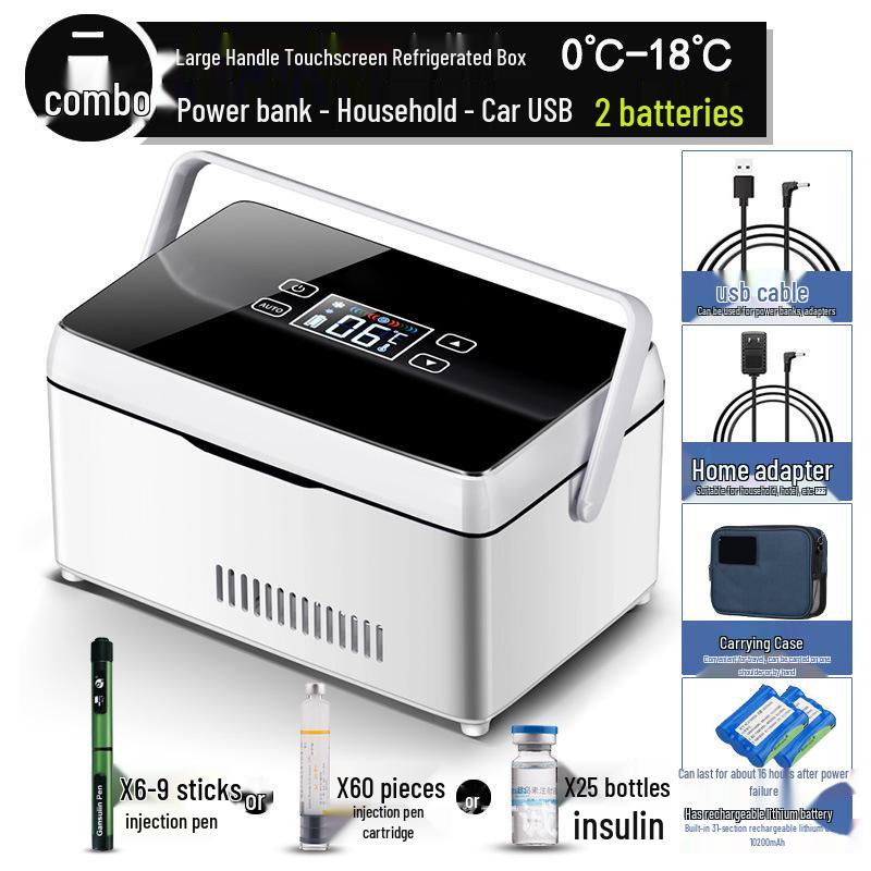 Portable Mini Insulin Refrigerator with Rechargeable Temperature Control