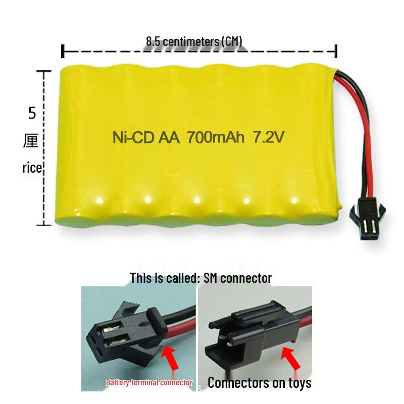 Rechargeable Battery Pack for Remote Control Toy Cars - 3.6V, 4.8V, 6V, 700mAh - Toy Accessories