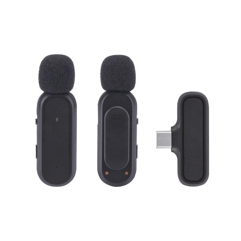 K61 Dual 2.4ghz Mini Lavalier Lapel Clip On Mic Wireless Microphone with Charging Case Smart Phone