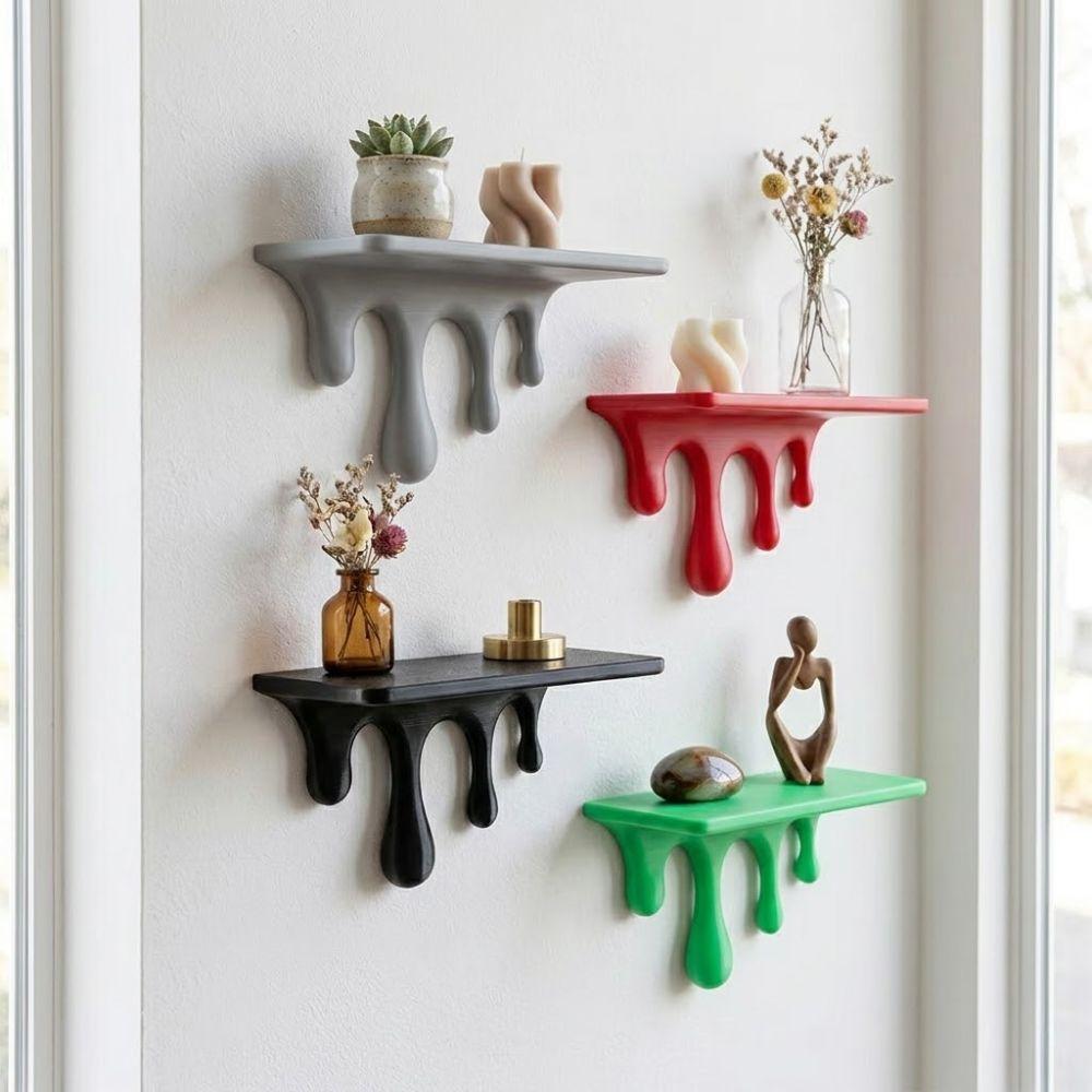 Plastic Melting Wall Shelf 3D Printed Wall Storage Rack Drip Floating Shelf Potted Display