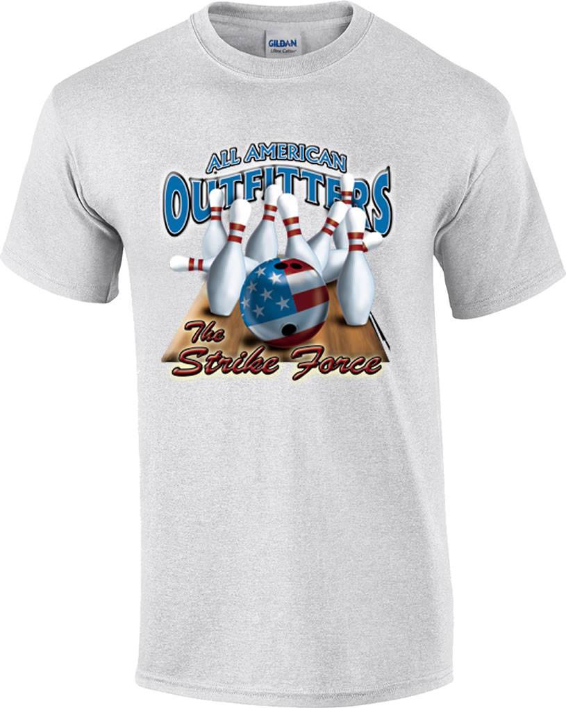 Strike Force Bowling Ball Pin Bowler T-Shirt XL