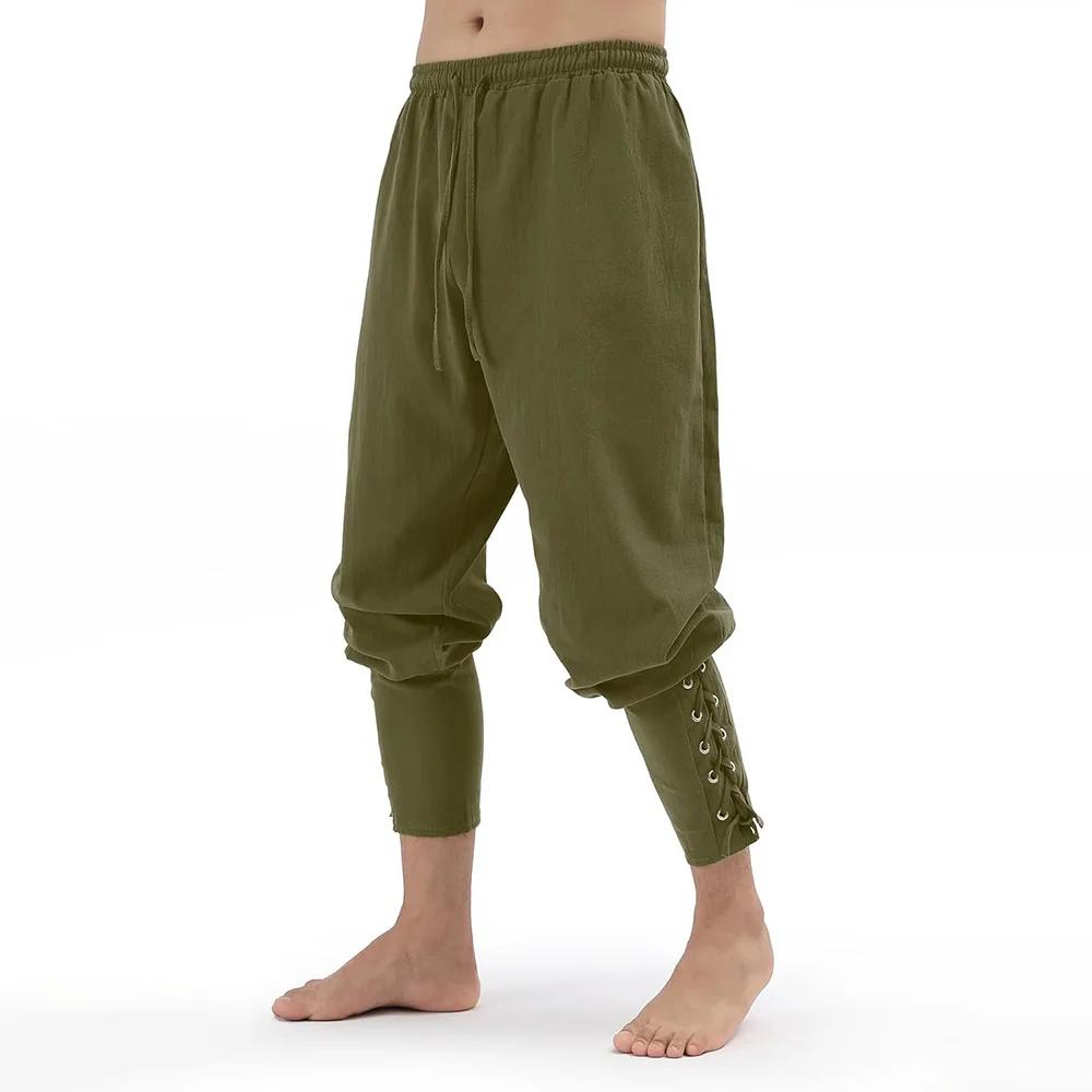 Herren Frühling Sommer Vintage Herren Mittelalter Wikinger Baumwolle Leinen Hose Halloween Mode Vintage Herren Unterteile