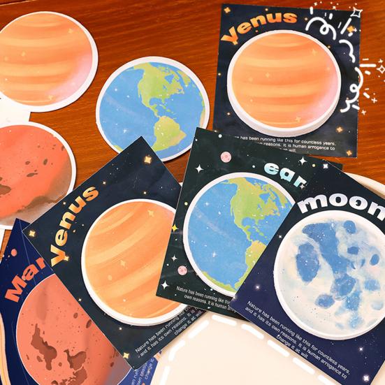 Planet-Themed Round Note Pads Creative Earth Moon Self-Adhesive Memo Pads for Students Practical Office School Supplies