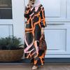 Costum retro din două piese pentru femei musulmane, cu imprimeu floral, cămașă lungă și pantaloni cu picior larg, 2026, pentru primăvară și toamnă