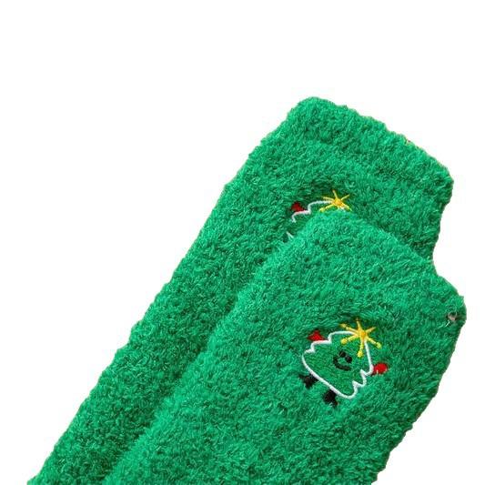 Christmas Stockings, Non-shedding Coral Fleece Half-fleece Stockings, Knee-high Stockings, Floor Stockings, Women's Thickened Warm Fleece Stockings