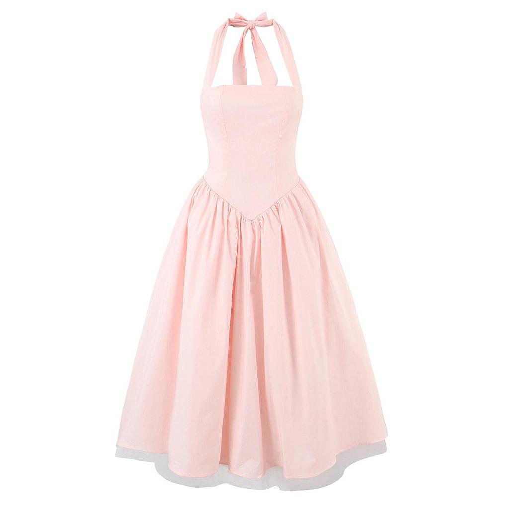 2025 European-Style Women's Autumn Halter Mesh Dress
