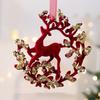 Wine Red Plush Christmas Tree Pendant Glitter Bow Christmas Decorations  Holiday Season