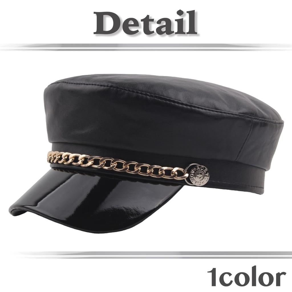 Marine Cap Leather Black Casquette Stylish Hat for Travel Women and Men CZ196 [White Fang] (Black)