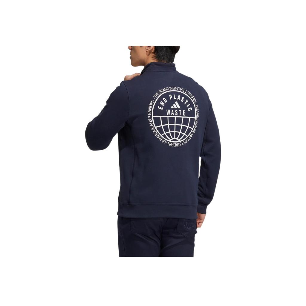 Adidas Pg Sweat Crew Solid Color Logo Round Neck Pullover Long Sleeve Sweatshirt Men sweatshirt Deep-Blue HG5789