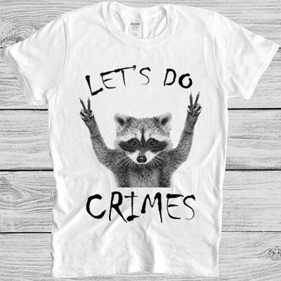 Waschbär Lass uns Verbrechen begehen Witz Niedliches Tier Oberteil Meme Geschenk T-Shirt M1159