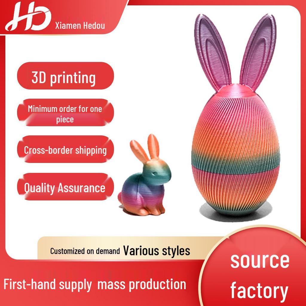 3D Printed Articulated Rabbit and Colored Egg Set for Easter