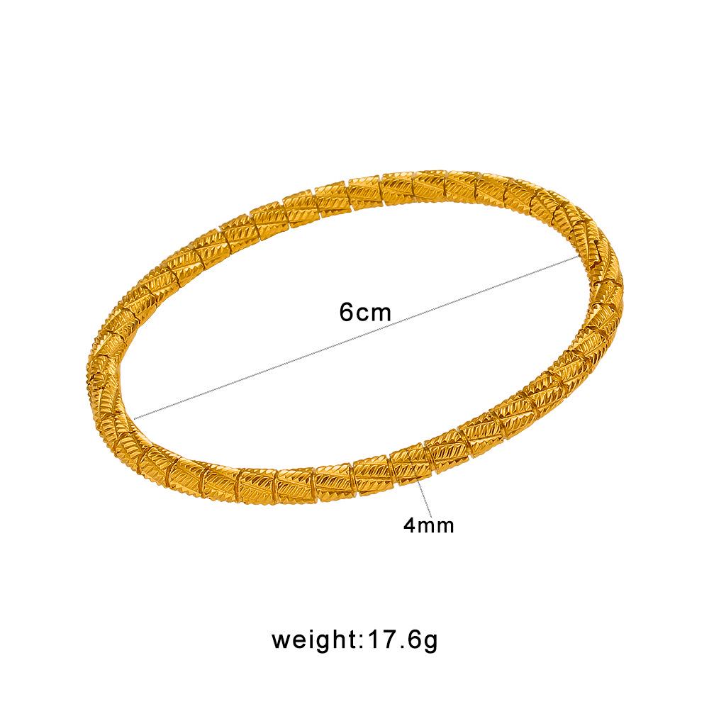 MeiShiDuo Fashionable 18k Gold-Plated Titanium Steel Spiral Bracelet with Twist Clasp
