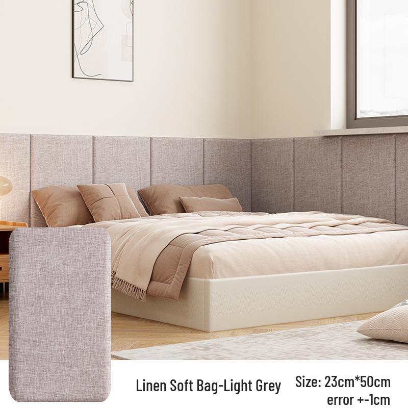 Self-adhesive Linen Upholstery Wall Sticker Cushion: Child-Safe Bedside Headboard and Tatami Surround
