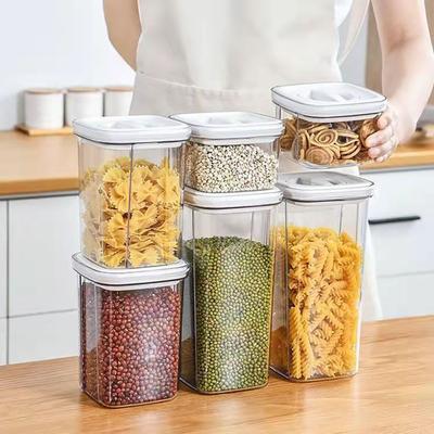 Caixa de armazenamento de alimentos selada com tampa à prova de poeira, grande capacidade, design transparente, empilhável, boa vedação, recipiente hermético