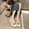 Flache Schuhe für Damen, Sommer und Herbst, Perlenkette, Patchwork, gestrickt, leicht, Slipper, atmungsaktiv, weich, bequem, flach