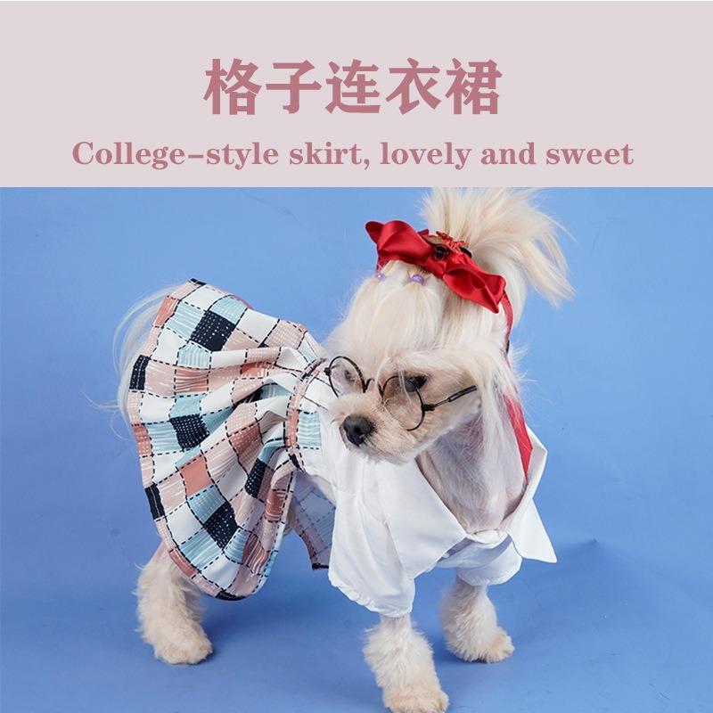 

Pet dog college British style skirt plaid jk spring and summer new dog clothes cat clothing XL