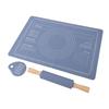 Rolling Pin Pastry Mat Set With Measurements Cutter Anti Slip Thick Silicone Baking Dough Rolling Sheet for Pizza Pies