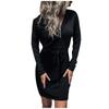 Women's Fashion Sexy Hooded Sweater Dress Color Slim Fit Hip Dress
